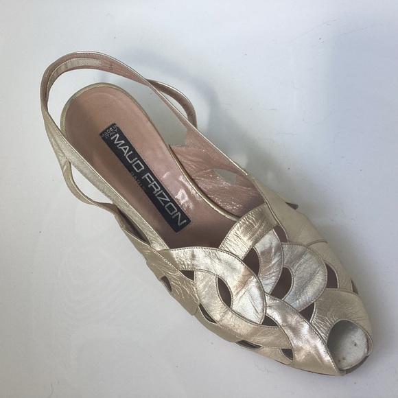 MAUD FRIZON Metallic Gold Slingback Heels - Picture 6 of 9